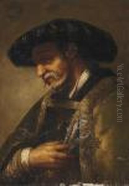 Follower Of Christian Wilhelm Ernst Dietrich 
 The Philosopher Oil Painting by Christian Wilhelm Ernst Dietrich