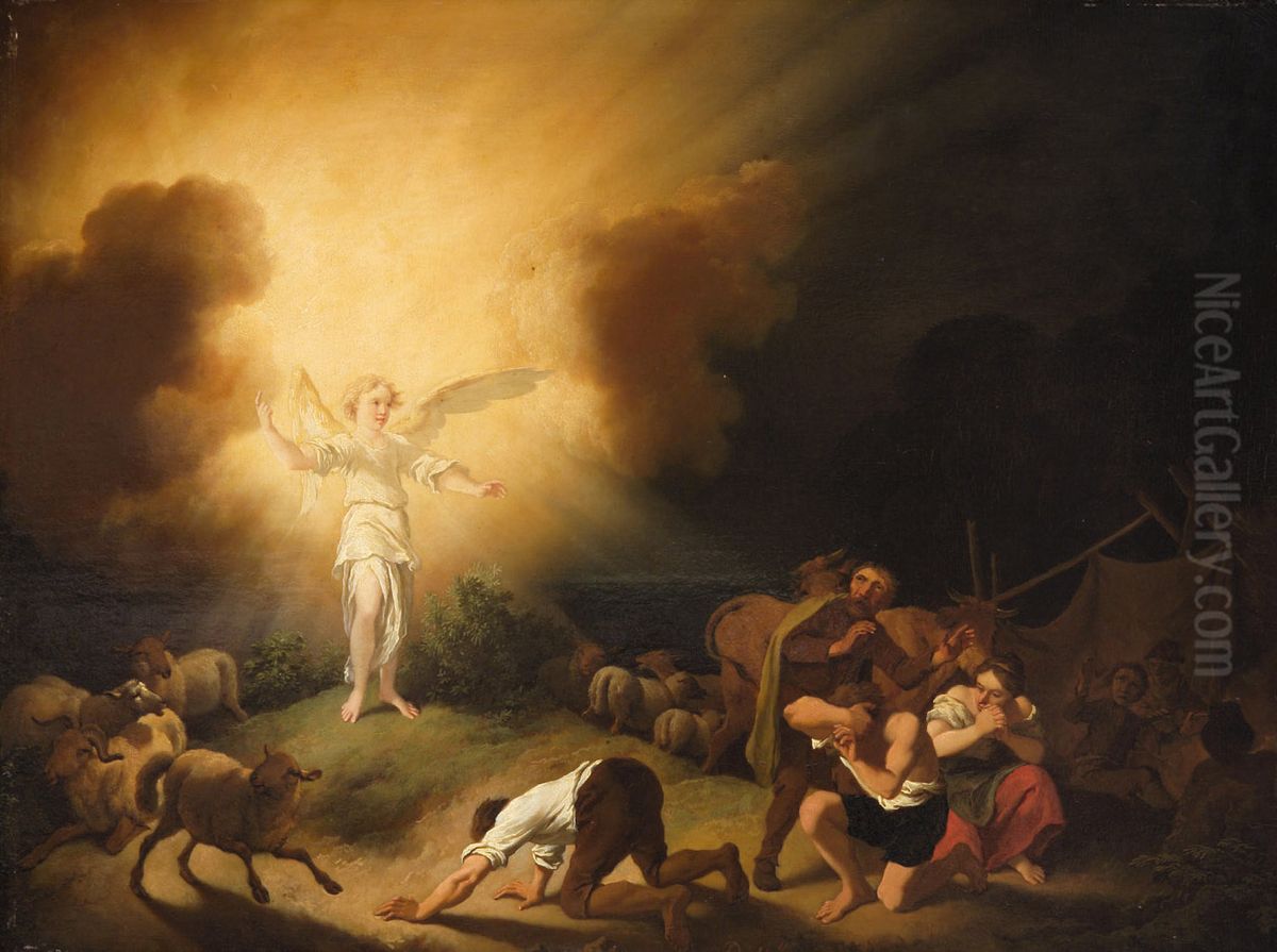 Verkundigung An Die Hirten Oil Painting by Christian Wilhelm Ernst Dietrich