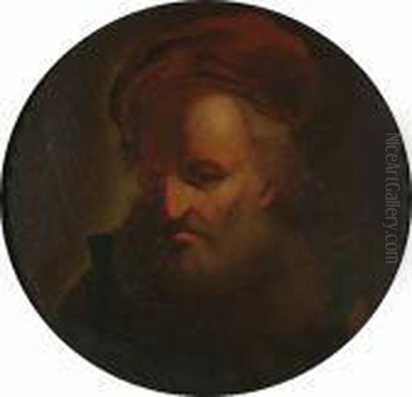 The Head Of An Old, Bearded Man,
 Wearing A Red Turban And A Green Fur-trimmed Coat; And The Head Of An 
Old, Bearded Man In A Red Turban And Dark Red And Green Coat Oil Painting by Christian Wilhelm Ernst Dietrich