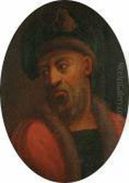 Portrait Of A Bearded Man, 
Bust-length, In A Fur Trimmed Hat And Coat; And A Portrait Of A Bearded 
Man In A Turban Oil Painting by Christian Wilhelm Ernst Dietrich