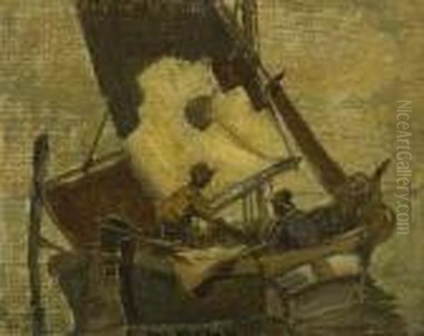 Fischerboot In Der
 Lagune. Oil Painting by Ludwig Dill