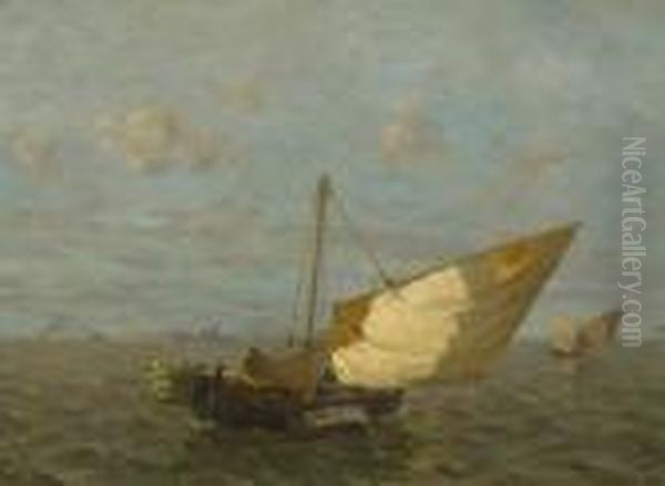 Fischerboote In Der
 Lagune. Oil Painting by Ludwig Dill
