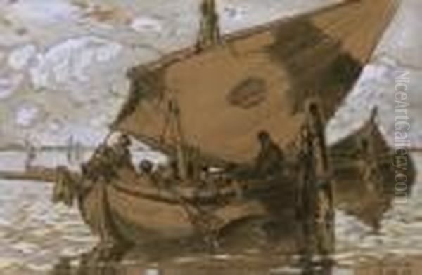 Fischerboote In Der Lagune. Oil Painting by Ludwig Dill