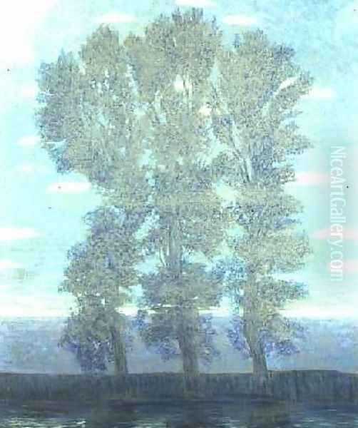 Trees Before a Lake Oil Painting by Wilhelm List