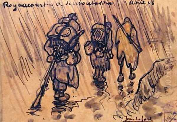 Soldiers in the trenches at Royancourt Oil Painting by Jean Lefort