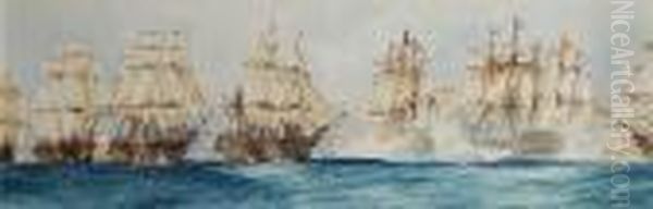 Trafalgar Oil Painting by Charles Edward Dixon