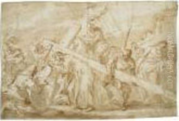 Christ Carrying The Cross Oil Painting by Gaspare Diziani