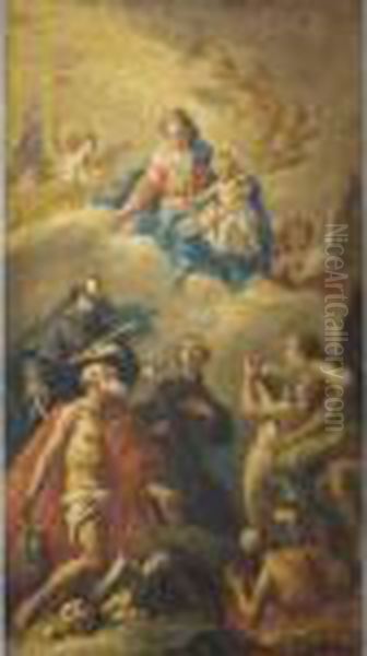 Madonna And Child With Saints 
Jerome Francis And Anthony Of Padua Interceding 
For Souls In Purgatory Oil Painting by Gaspare Diziani