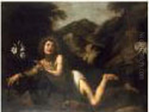 Scene De La Vie De Saint Antoine : Saint Antoine Se Jetant Dans Un
 Buisson De Ronces Oil Painting by Carlo Dolci