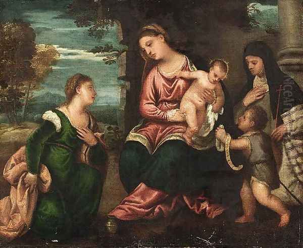 Madonna and Child with Saints Oil Painting by Polidoro Lanzani (see Polidoro Da Lanciano)