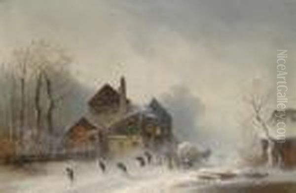 Vom Schnee Uberrascht Oil Painting by Anton Doll