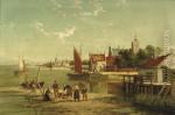 Daily Activities In Oudekerk Aan De Amstel Oil Painting by William Raymond Dommersen