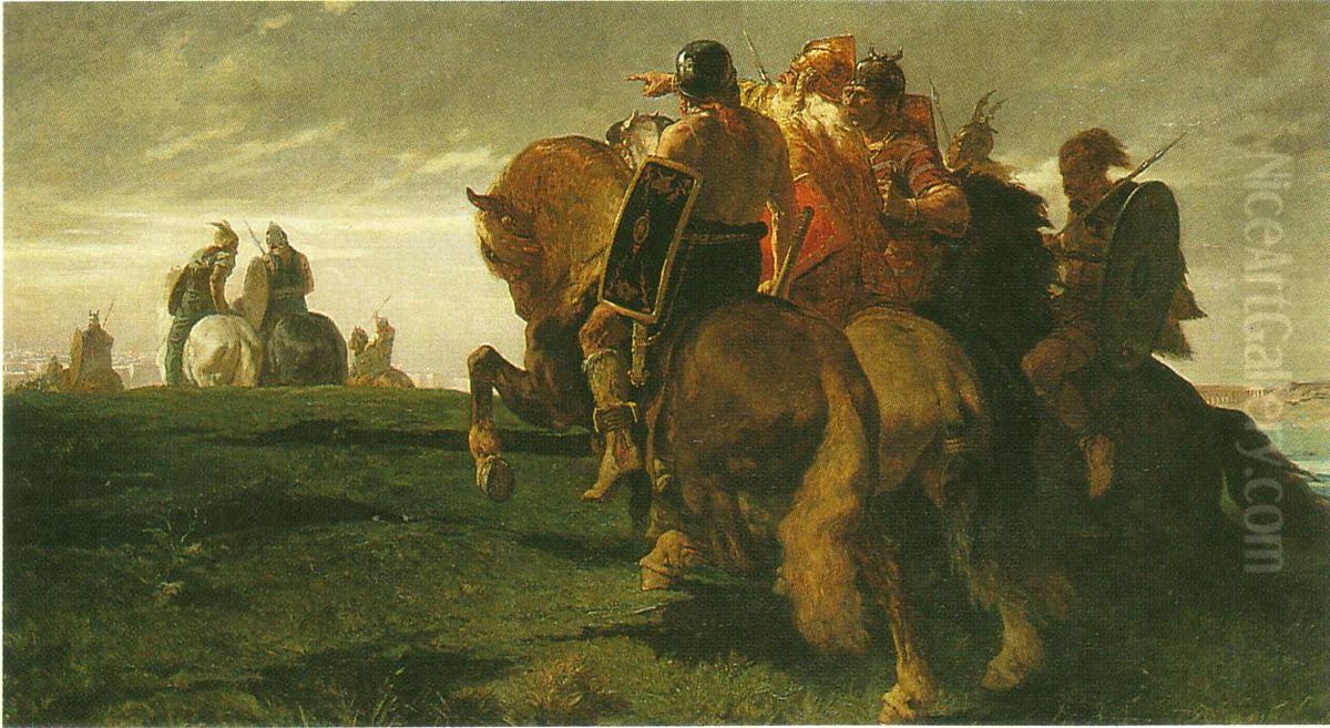 The Barbarians Before Rome Oil Painting by Evariste Vital Luminais