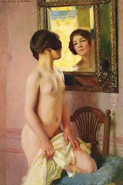 The Mirror Oil Painting by Jules Marie Auguste Leroux