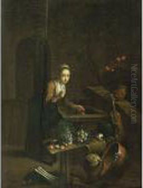 Cuoca Nel Cortile Oil Painting by Gerrit Dou