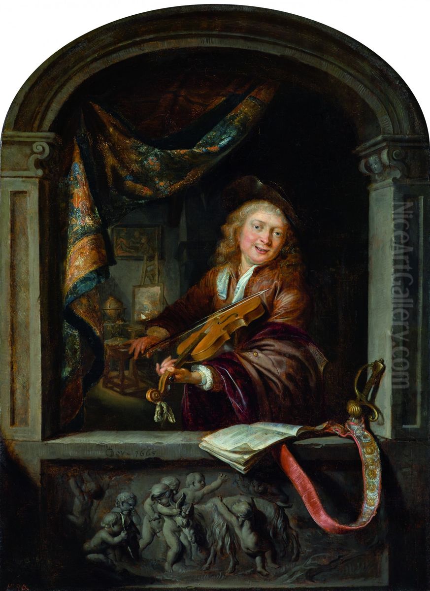 The Violin Player Oil Painting by Gerrit Dou