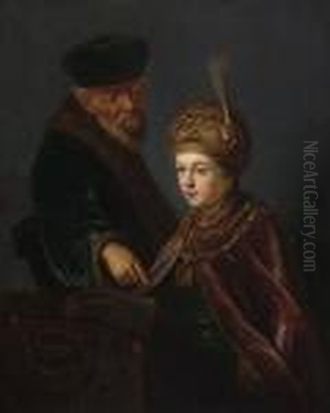 Ruprecht (rupert) Pfalzgraf Bei
 Rhein (1619-82) Und Sein Lehrer. Oil Painting by Gerrit Dou