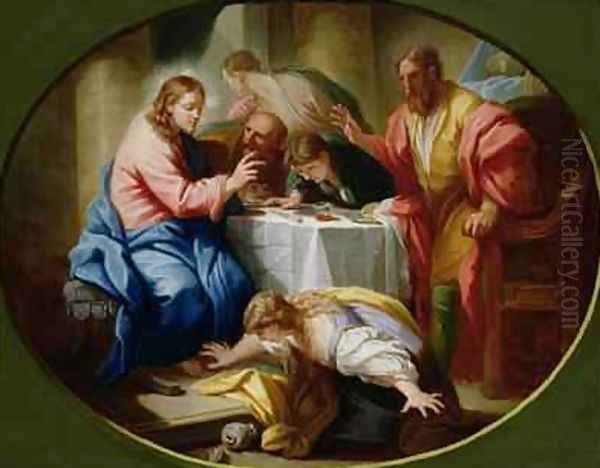 Christ and Mary Magdalene at the Banquet of Simon the Pharisee Oil Painting by Benedetto Luti