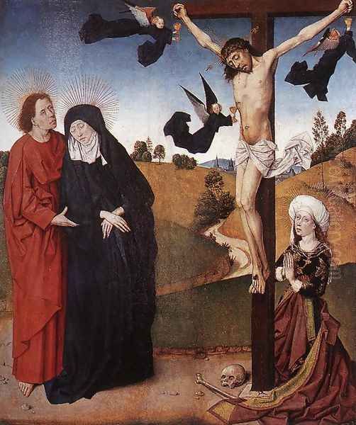 Christ on the Cross with Mary, John and Mary Magdalene Oil Painting by Master of the Life of the Virgin