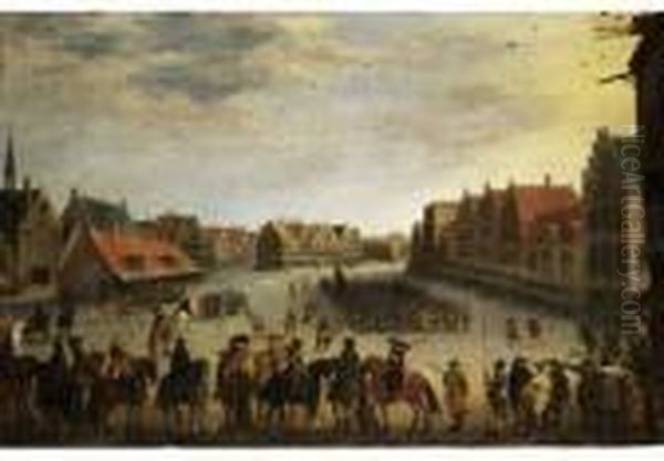 Die Entlassung Der Soldner Durch
 Prinz Moritz Von Nassau Auf Dem Neude-platz Der Stadt Utrecht Oil Painting by Joost Cornelisz. Droochsloot