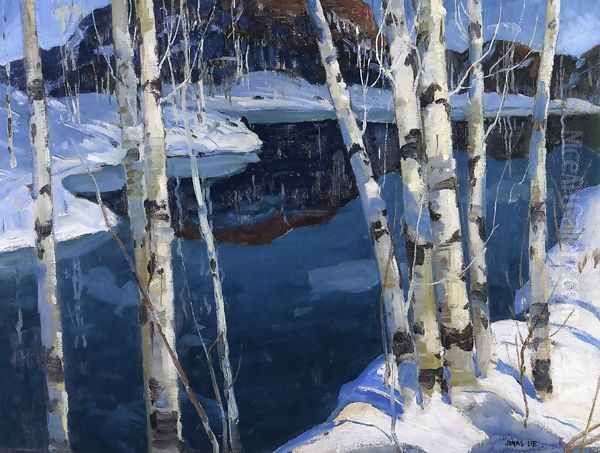 Winter Blue Oil Painting by Jonas Lie