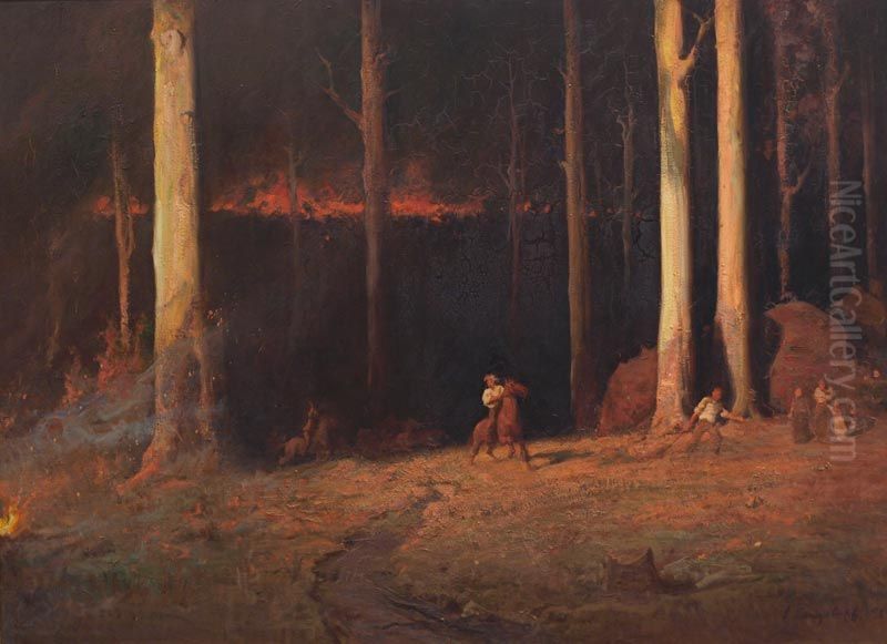 Gippsland, Sunday Night, February 20th, 1898 Oil Painting by John Longstaff