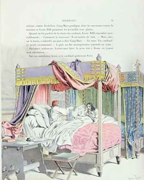 Armand-Jean du Plessis Cardinal Richelieu 1585-1642 and Louis XIII 1601-1643 Oil Painting by Maurice Leloir