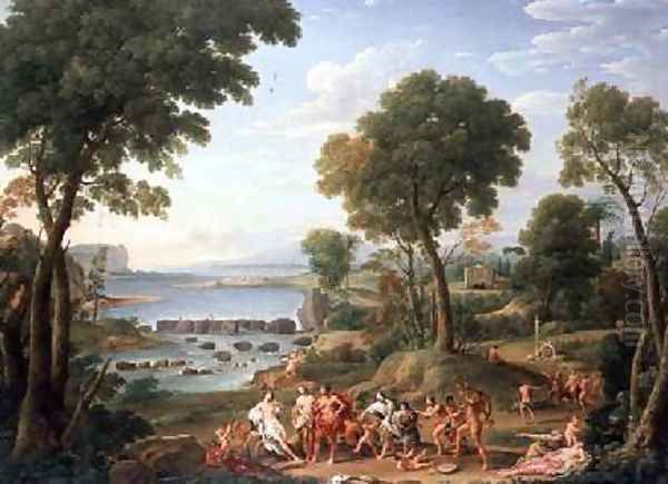 Classical scene with elephants Oil Painting by Hendrik Frans van Lint (Studio Lo)