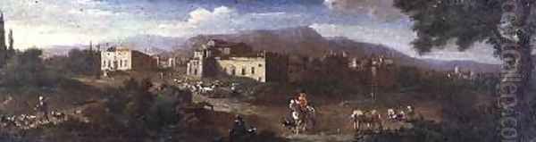 A Monastery in the Roman Campagna Oil Painting by Hendrik Frans van Lint (Studio Lo)