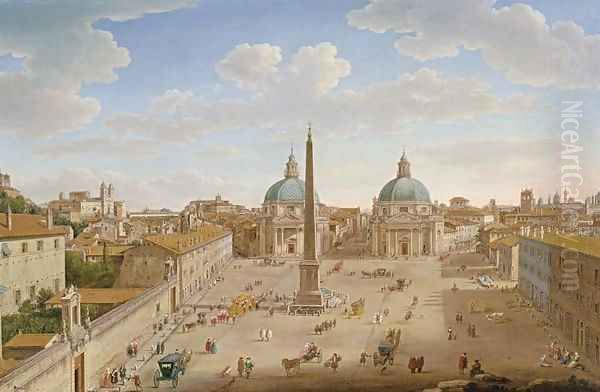 Roma Piazza del Popolo 2 Oil Painting by Hendrik Frans van Lint (Studio Lo)