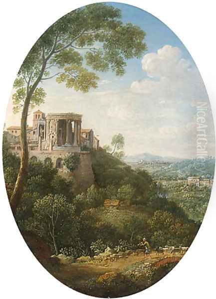 View of the Temple of the Sybil, Tivoli Oil Painting by Hendrik Frans van Lint (Studio Lo)