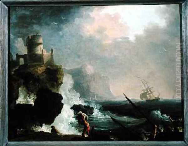 The Storm Oil Painting by Charles Francois Lacroix de Marseille