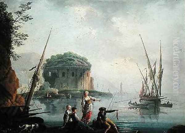 Seascape Oil Painting by Charles Francois Lacroix de Marseille