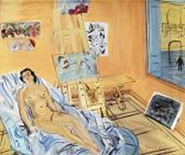 Atelier De La Rue Jeanne-d'arc, Nu Couche Au Passant Oil Painting by Raoul Dufy