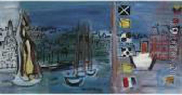 Le Bassin Des Yachts A Deauville Oil Painting by Raoul Dufy