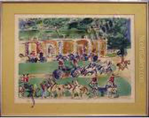 Arrival Of Horse And Drawn Carriages Oil Painting by Raoul Dufy
