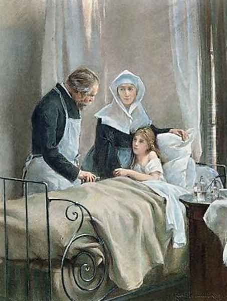 The Sick Child Oil Painting by Henri Alphonse Laurent-Desrousseaux