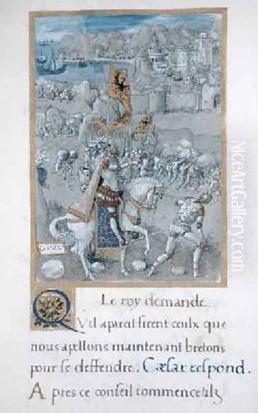 Julius Caesar 101-44 BC supervising the building of fortifications Oil Painting by Godefroy