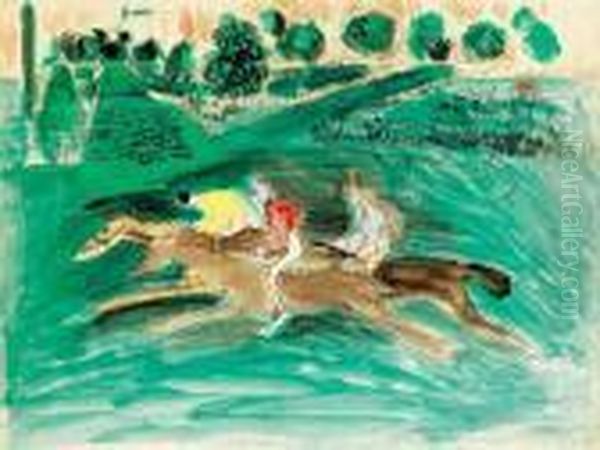 La Course A Auteuil Oil Painting by Raoul Dufy