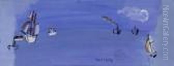 Les Navires Vers Le Large. Ca. 
1930. Oil On Canvas. 25,5 X 67cm. Signed Bottom Center: Raoul Dufy. 
Craftman's Frame Oil Painting by Raoul Dufy