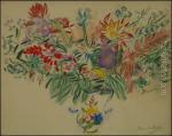 Floral Bouquet Oil Painting by Raoul Dufy