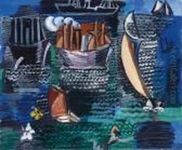 Bateaux Au Havre
 Signed 'raoul Dufy' (lower Right) Oil Painting by Raoul Dufy