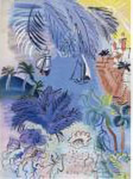 Property From A Private European Collector
 

 
 
 

 
 Composition Au Port, Palmiers Et Bateaux Oil Painting by Raoul Dufy