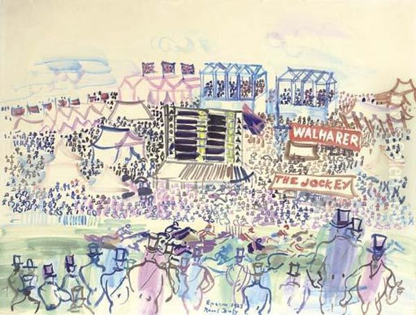 Le Derby A Epsom Oil Painting by Raoul Dufy