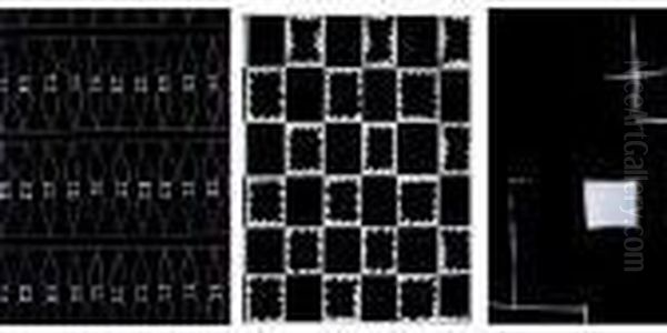 (i) Pois Blancs Sur Fond Noir
 (ii) Carres Et Ovales Blancs Sur Fond Noir
 (iii) Composition En Noir Et Blanc Oil Painting by Raoul Dufy