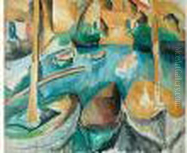 Les Barques Aux Martigues Oil Painting by Raoul Dufy