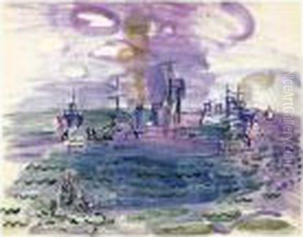 Les Bateaux Oil Painting by Raoul Dufy