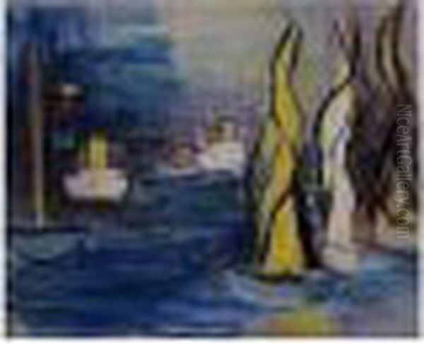 Voiliers Dans Le Port De Deauville Oil Painting by Raoul Dufy