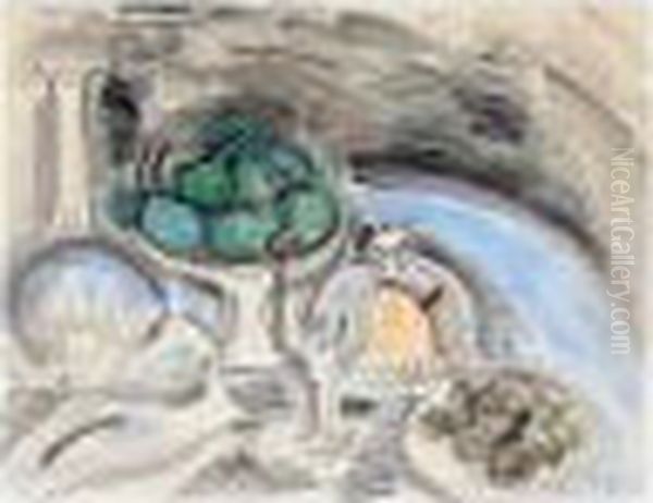 Compotier De Fruits , Signed, 
Watercolour And Pencil On Paper, 49 By 63 Cm., 19 1/4 By 24 3/4 In Oil Painting by Raoul Dufy