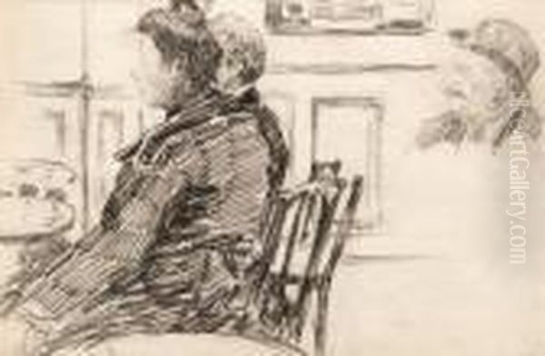 Au Bistrot Oil Painting by Charles Georges Dufresne